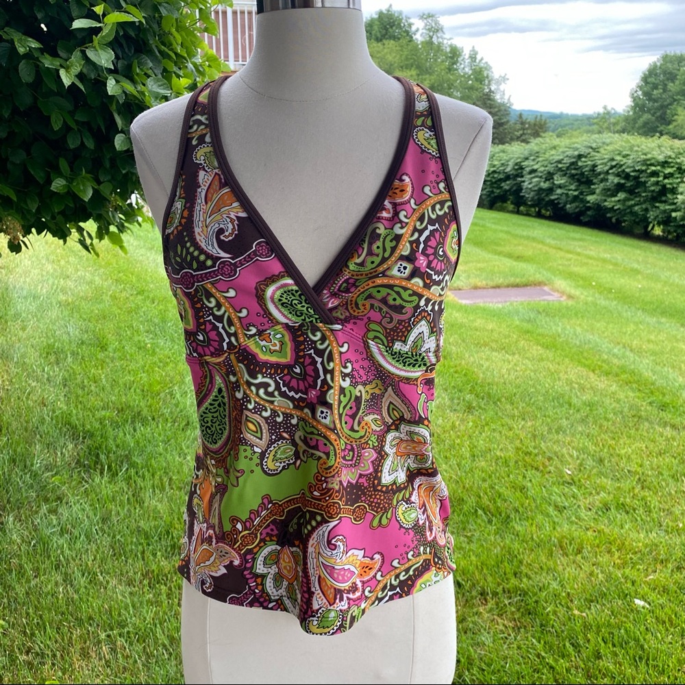 Athleta Racer Back Tank Top Multi Color Medium